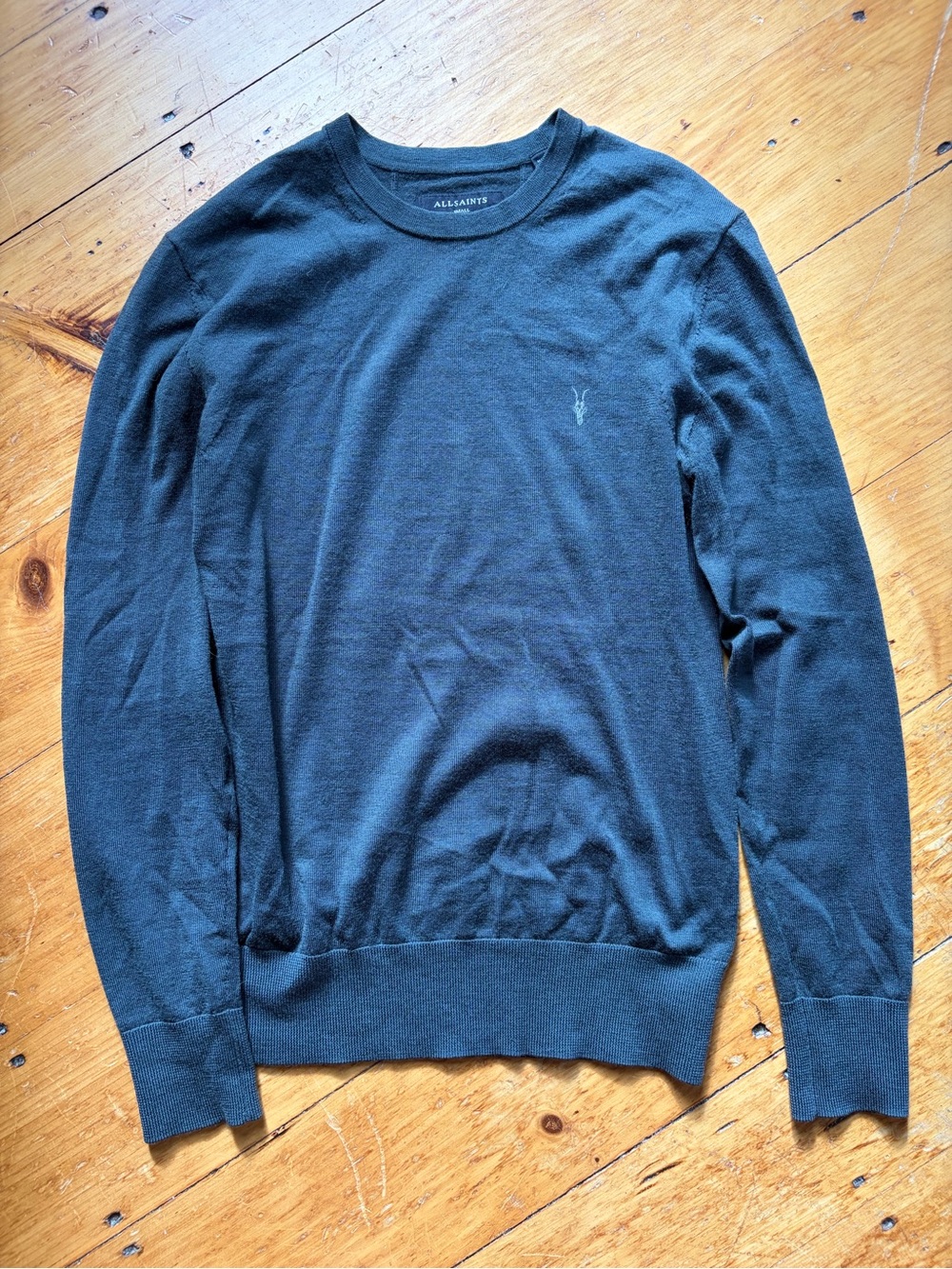All Saints Men’s Black Crewneck Sweater Vintage